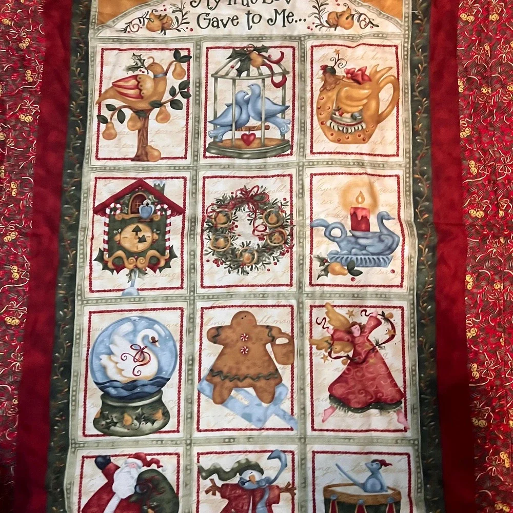 Nancy Halvorsen 12 Days of Christmas Quilted Wall Hanging Lap Quilt 35x52